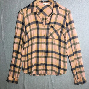 Womens Maurices Button Up Shirt Flannel Pastels Fall Autumn Winter Cottage Core